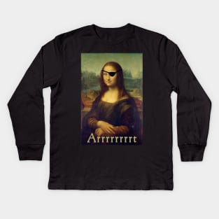 Mona Lisa, Funny Art Pirate T-Shirt Kids Long Sleeve T-Shirt